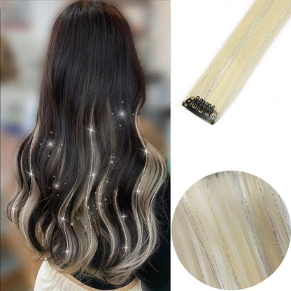 22-Inch Colored Clip-In Hair Extensions – 6pcs Straight Synthetic Party Highlight Hairpieces