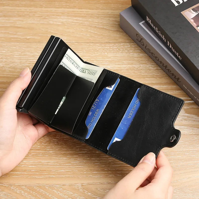 Large Capacity Double Layer RFID Blocking Carbon Fiber Wallet – Men’s Anti-Theft Credit & ID Card Holder Case