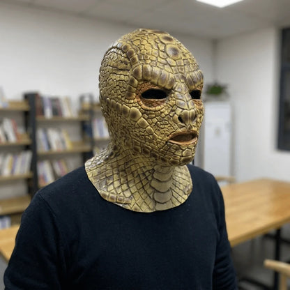 Realistic Lizard Man Snake Monster Mask - Soft Reptile Texture Full Face Latex Costume Headgear for Adults