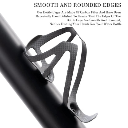 3K Carbon Fiber Bicycle Water Bottle Cage: Matte Black Holder for MTB and Road Bikes, Lightweight (16±2g), No Logo