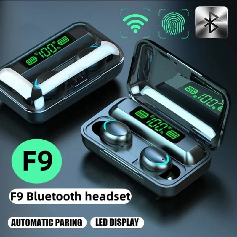 TWS F9-5 Wireless Bluetooth Earphones – HiFi Stereo Sports Earbuds with Mic & Hands-Free Hearing Aid Function