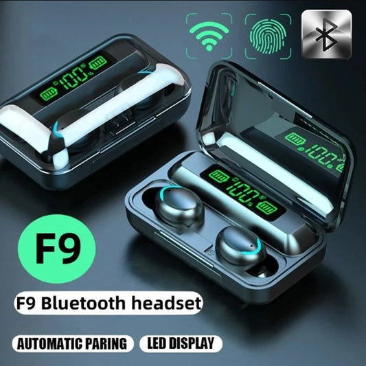 TWS F9-5 Wireless Bluetooth Earphones – HiFi Stereo Sports Earbuds with Mic & Hands-Free Hearing Aid Function