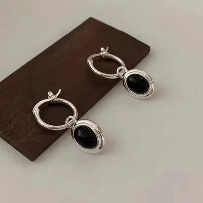 PANJBJ925 Sterling Silver Hoop Earrings - Frosted Geometric Design Fashion Jewelry Gift for Women