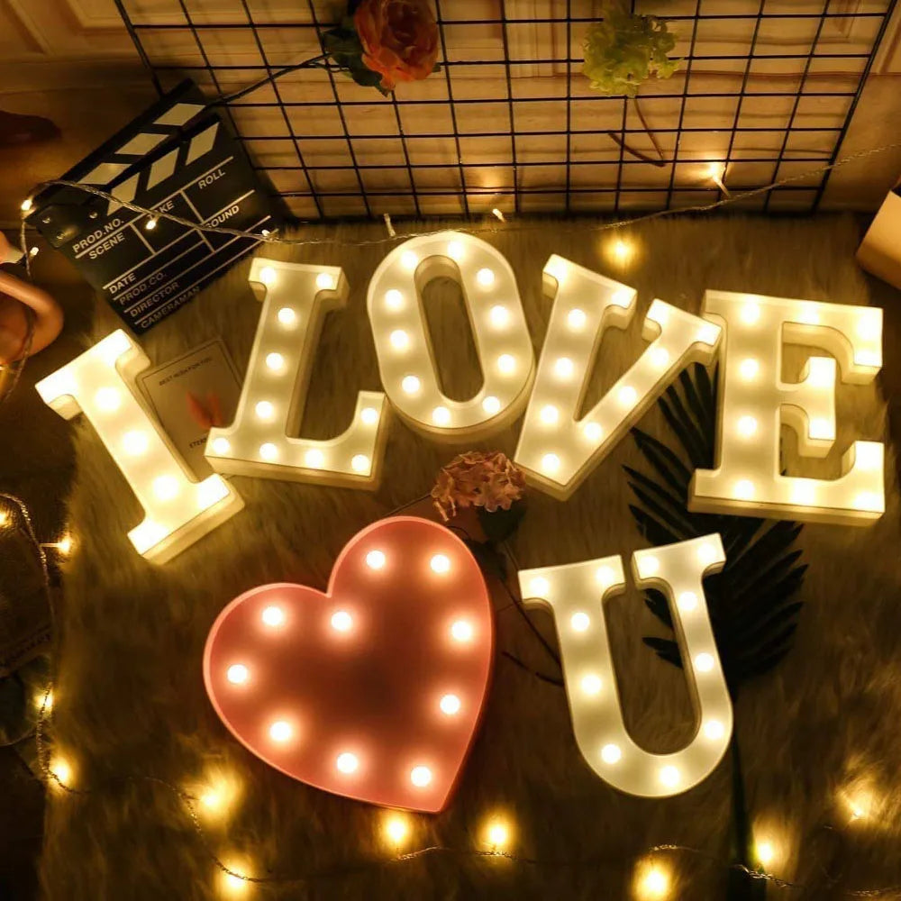 LED Number & Letter Night Light - Luminous A-Z Alphabet & 0-9 Lamp for Party and Wedding Decor