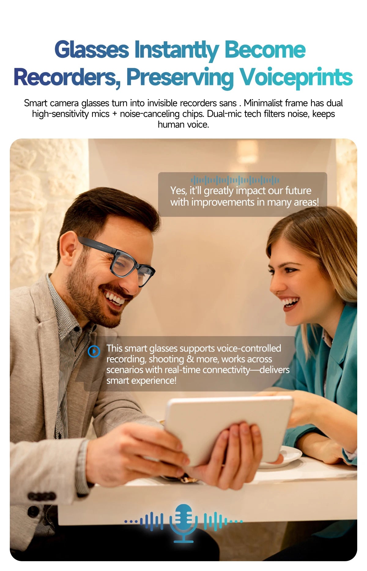 2025 Smart Glasses — Bluetooth Camera, Video Recording, AI Photo Recognition, 100+ Language Translation, Music Player for Men and Women