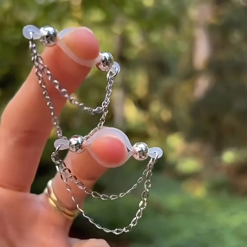 Adjustable Fake Nipple Rings - No-Pierce Acrylic Body Jewelry with Sparkling Accents for Parties & Events