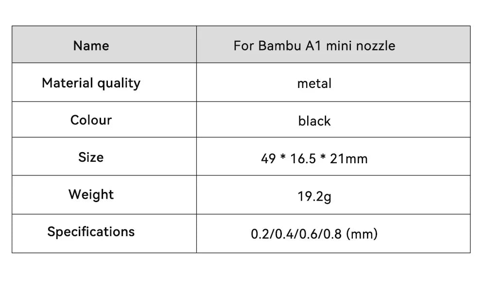 Bambu Lab A1 Mini Hotend Kit – 0.2/0.4/0.6/0.8mm Hardened Steel Nozzle for A1 3D Printer