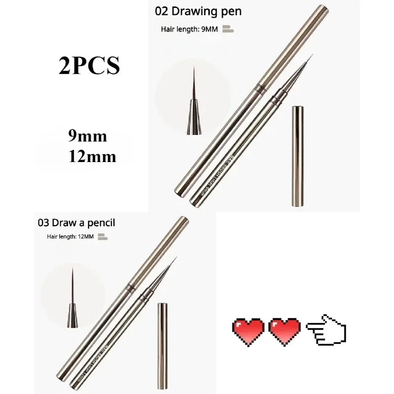 Nail Art Liner Brushes – Striping & Drawing Pens for Elongated Lines, 6–25mm Professional Manicure Design Tools