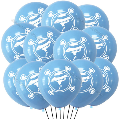 12/24Pcs One Piece Luffy Pirate Flag Balloons – Latex Helium Party Decorations for Kids' Birthday