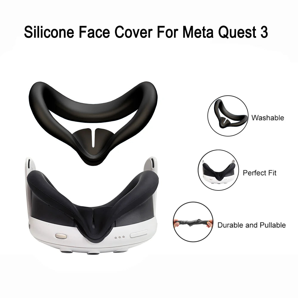 Comfortable Soft Silicone Eye Mask for Meta Quest 3 – Sweat & Dust Resistant Replaceable Face Cover Pad, VR Accessory Gift