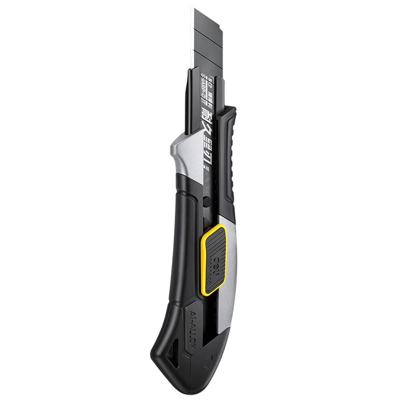 Pro Aluminum Utility Knife 18mm - SK2 Black Blade Heavy-Duty Box Cutter with 10 Replacement Blades