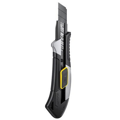 Pro Aluminum Utility Knife 18mm - SK2 Black Blade Heavy-Duty Box Cutter with 10 Replacement Blades