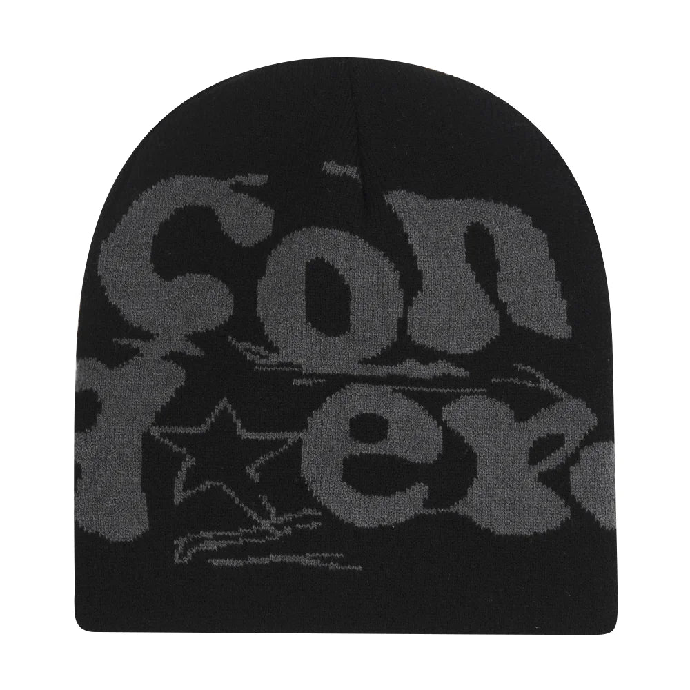 Y2K Letter Knitted Beanie Cap – Unisex Winter Autumn Warm Ski Skullcap, Hip Hop Streetwear Ear Cover Hat for Men & Women