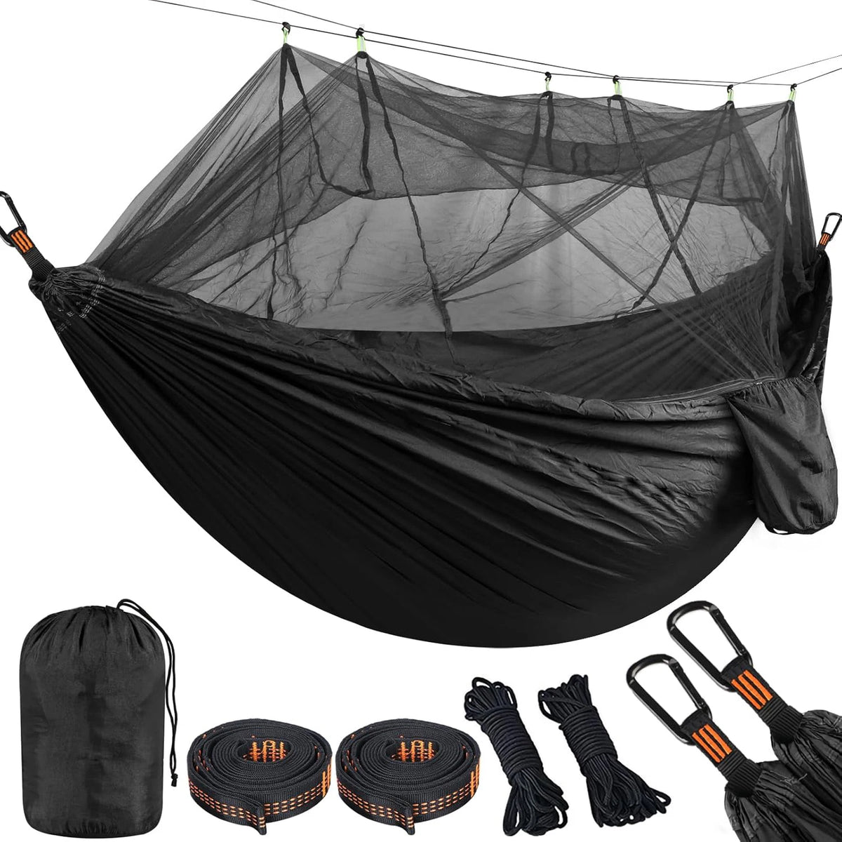Lightweight Camping Hammock with Mosquito Net - Breathable 210T Nylon Outdoor Hammock