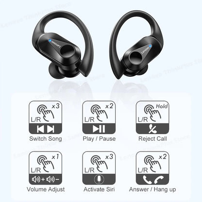 Lenovo LP75 TWS Sports Earphones — Bluetooth 5.3 Wireless, Waterproof HiFi Stereo, Noise-Reducing Earbuds with Mic