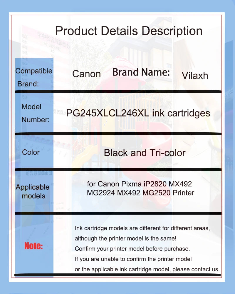 Vilaxh PG-245XL CL-246XL Ink Cartridge Combo for Canon PG245 PG246 Compatible for Pixma iP2820 MX492 MG2924 MG2520 Printer High Yield Replacement Ink