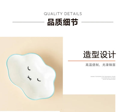 Ceramic Cute Cloud Dipping Sauce Dish — Hot Pot Seasoning Bowl, Soy Vinegar Plate, Salad & Dessert Tableware for Kitchen