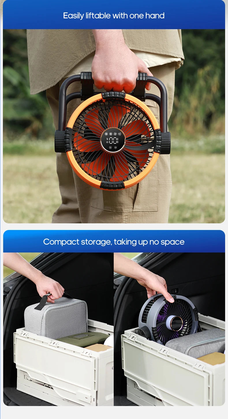 New 6-in-1 Multifunctional Desktop & Camping Fan — 20000mAh Outdoor Air Circulator with 4-Speed Wireless Tent & Ceiling Fan