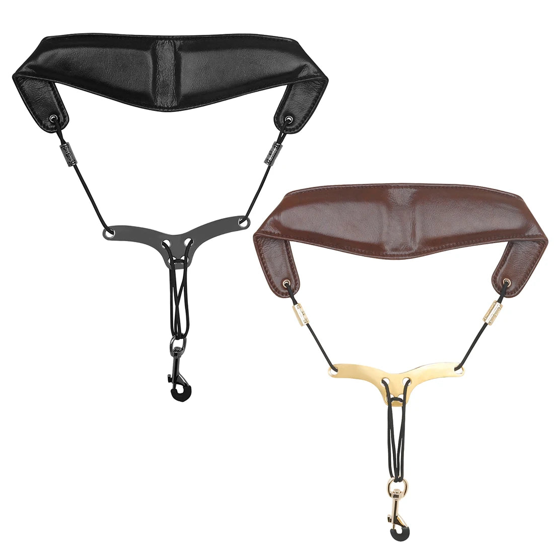 Saxophone Neck Strap - Adjustable Leather Universal Fit for Soprano, Alto, Tenor Sax with Secure Closed Hooks