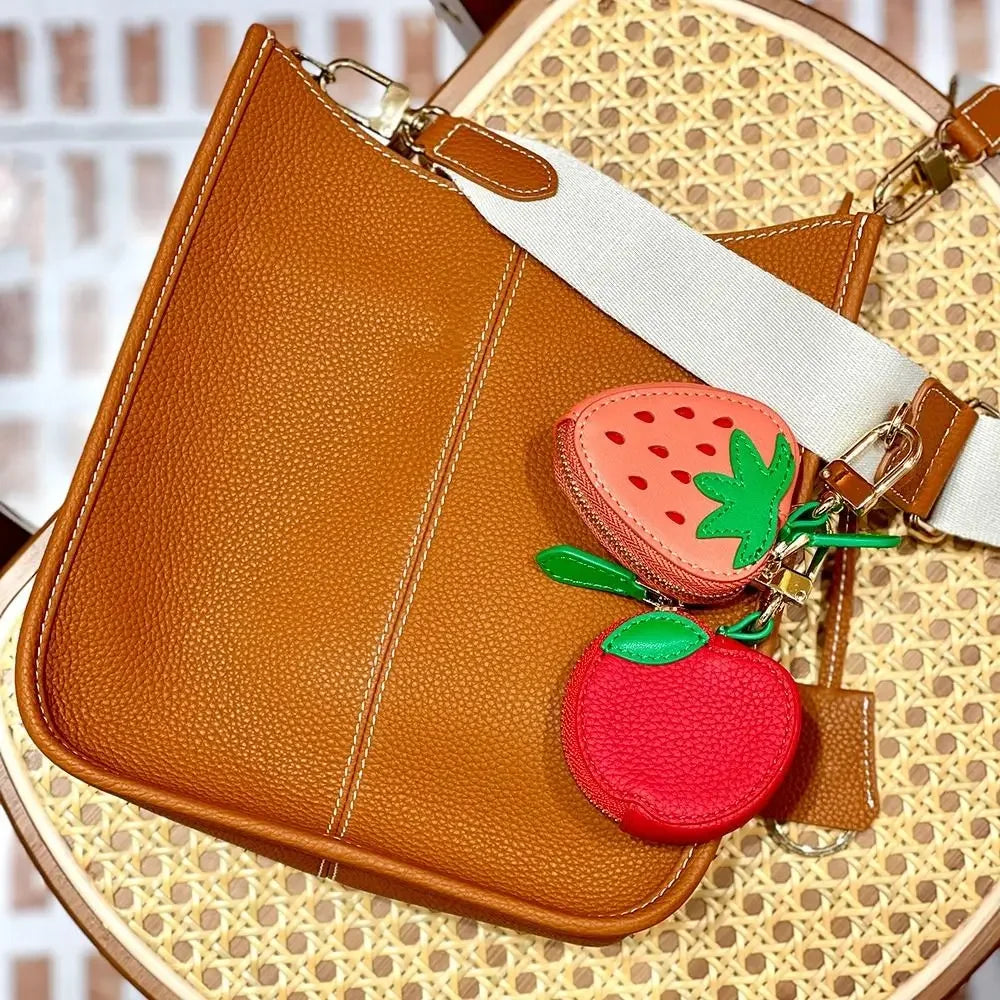 Mini Cherry & Strawberry Coin Purse – Cute PU Leather Keychain Bag for Earphones and Small Storage, Korean Style