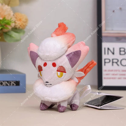 Hisuian Zorua Plush Doll – Cute Pokémon Stuffed Animal, Car Key Holder & Backpack Pendant, Xmas Gift for Students