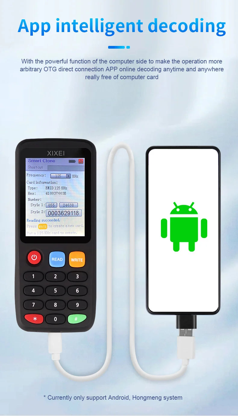 X7 RFID Smart Card Reader and Copier - 125kHz ID and 13.56MHz NFC Chip Writer for NTAG213/215 Cards and Tags
