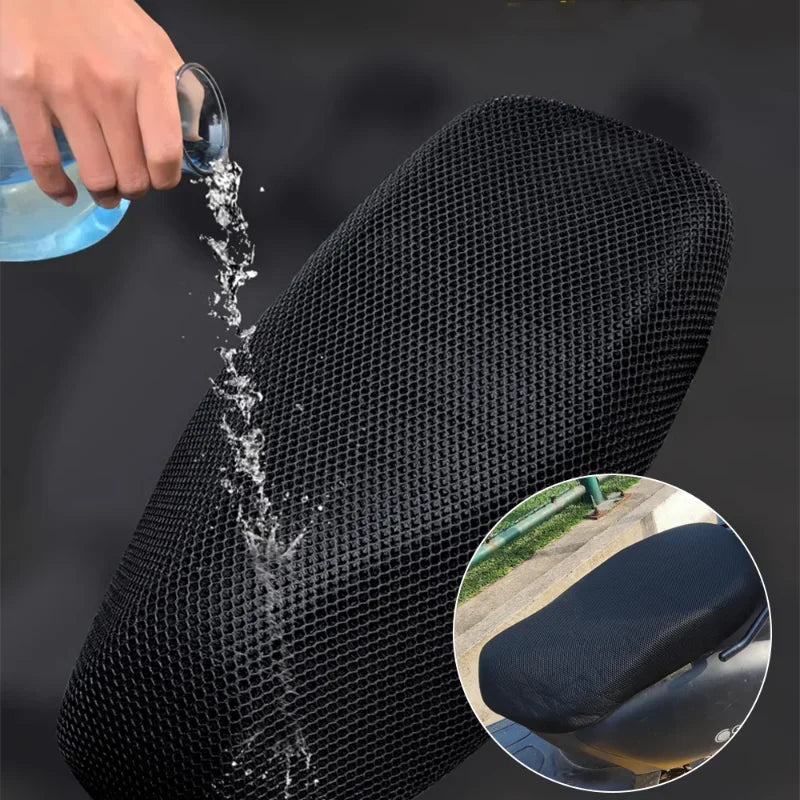 3D Mesh Motorcycle Seat Cover – Anti-Skid, Breathable Summer Cushion for Scooter and Electric Bike