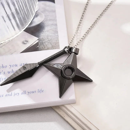Anime Naruto Necklace Metal Alloy Pendant – Kakashi Kunai & Uzumaki Shuriken Cosplay Accessories & Collectible Toy