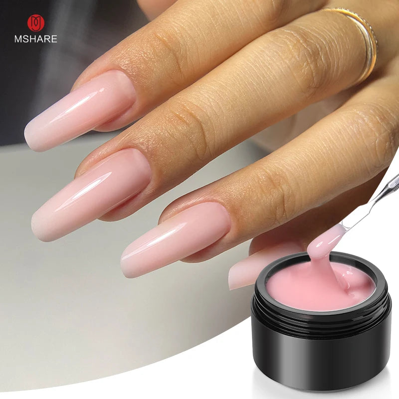 MSHARE 50ml Builder Nail Gel - HEMA & TPO Free Self-Leveling UV LED Gel for Nail Extensions and Sculpting
