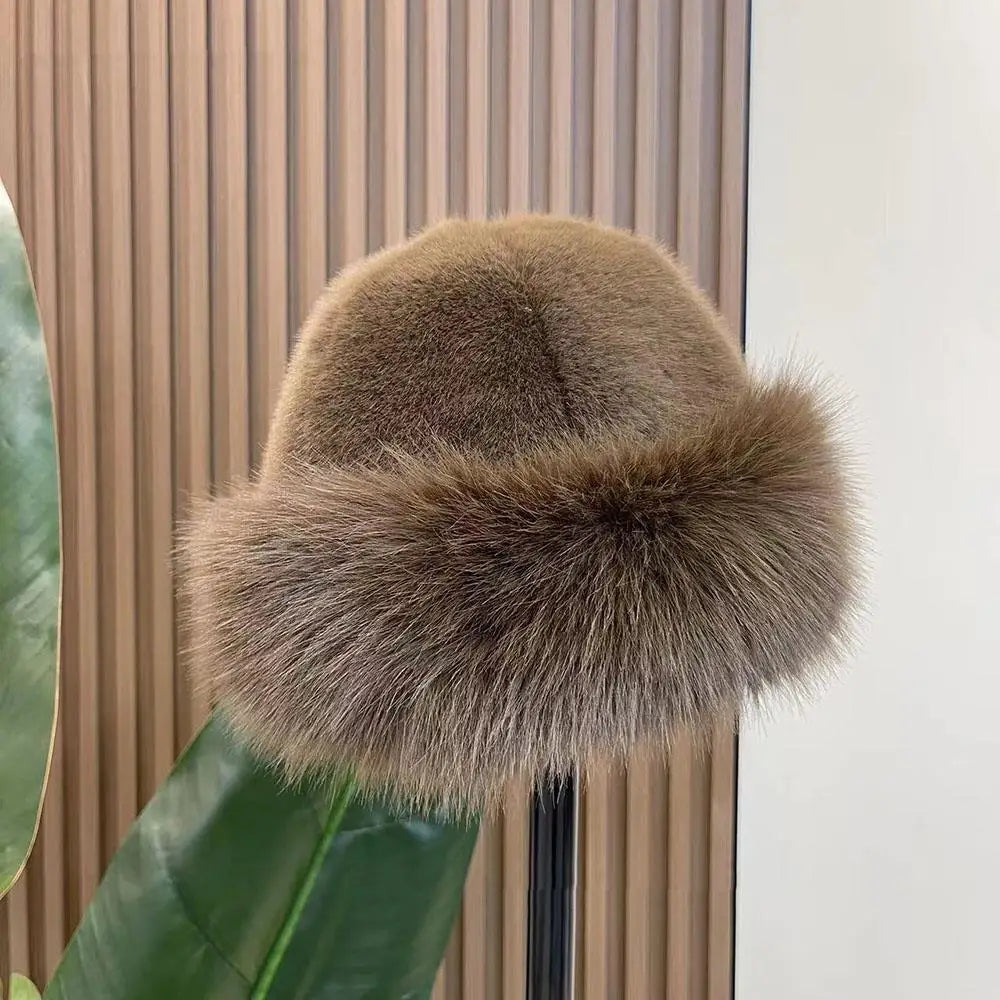 Women’s Winter Fluffy Fur Hat – Thick Warm Faux Fur Ski Cap, Russian Mink Fisherman Style, Windproof