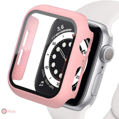 Tempered Glass Screen Protector Case for Apple Watch - Series 8 7 6 SE 5 4 3 Protective Cover Accessories 41mm 40mm 44mm 45mm 42mm
