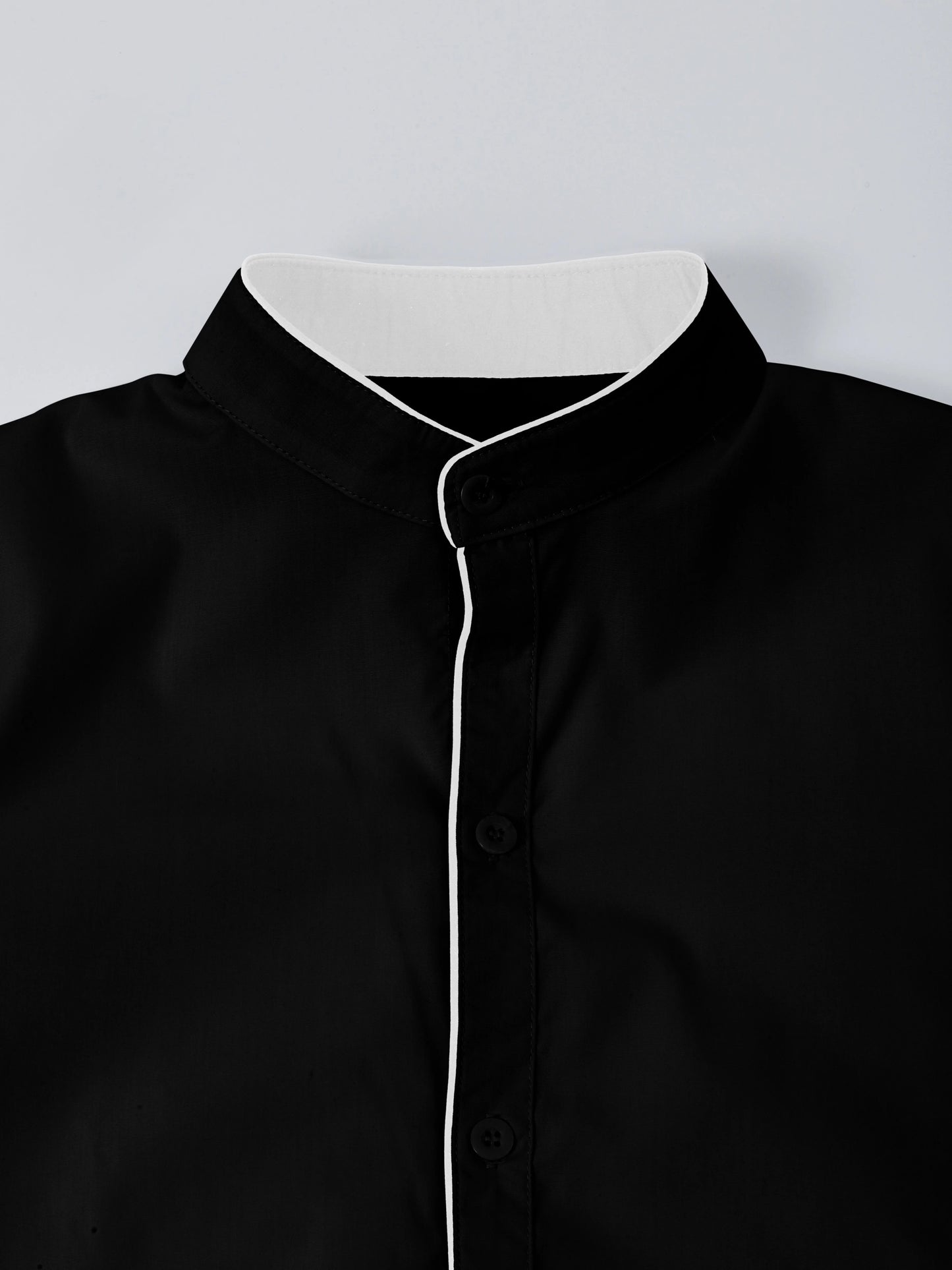 Men’s Stand Collar Long Sleeve Shirt - Slim Fit Solid Color Button Down Shirt for Spring & Autumn