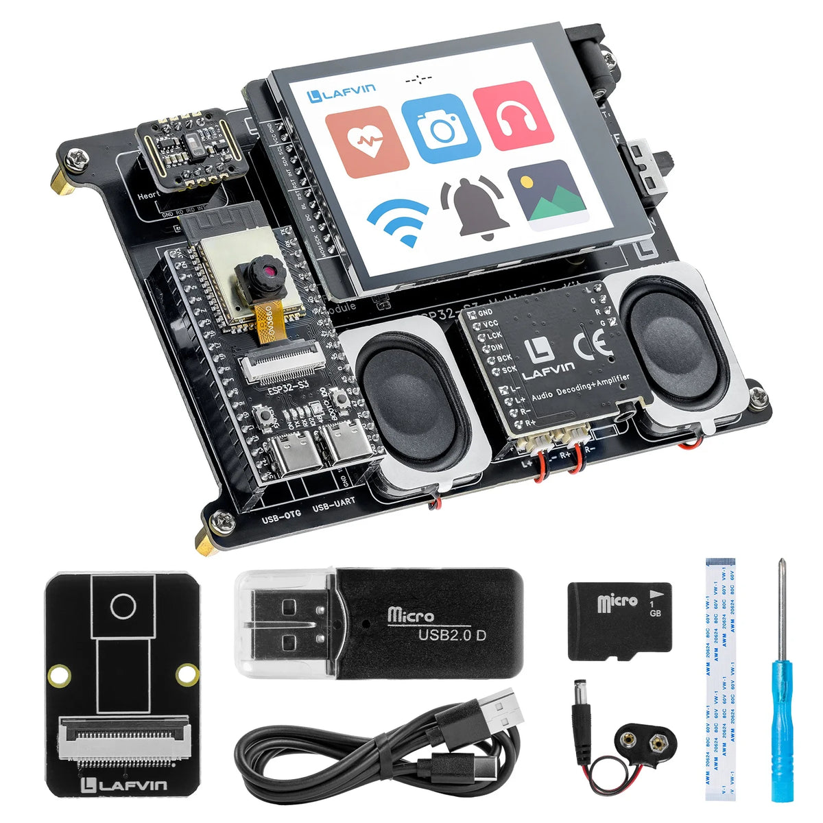 LAFVIN ESP32-S3 Development Kit - Touchscreen Camera Stereo Speaker DIY Multimedia Board