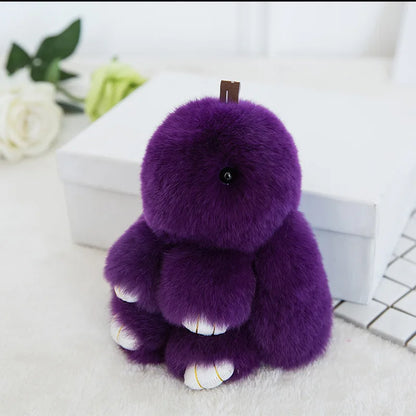 100% Natural Rex Rabbit Fur Keychain – Fluffy Bunny Bag Charm, Doll Toy & Lovely Pendant