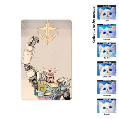 Gundam RX-78-2 & ZGMF-X19A Card Stickers - 2.5D HD Matte Waterproof PVC Skins for Credit and Debit Cards