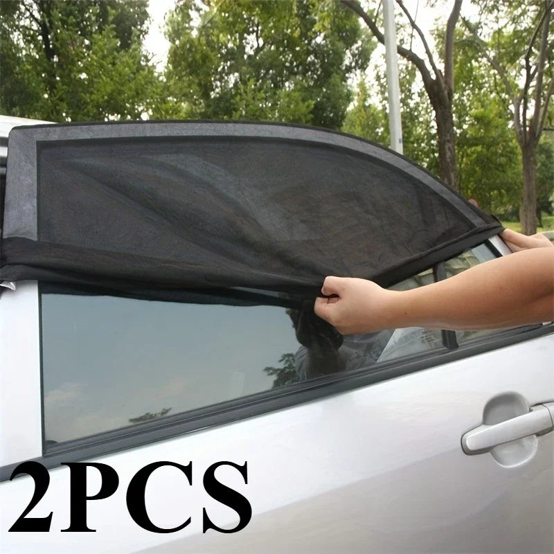 2PCS Car Window Mesh Sunshade Net Set – Mosquito Proof Sun Visor Covers, Universal Automotive Interior Window Protection Accessories