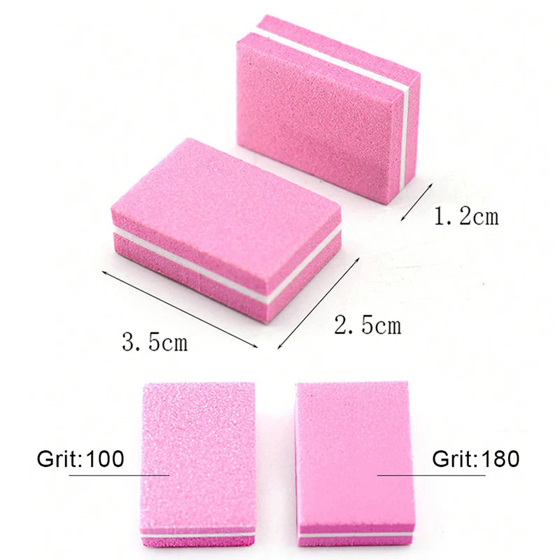 50Pcs Professional Nail Buffer Files – 100/180 Grit Mini Sandpaper Manicure Tools for Nail Shaping, Polishing & Care Accessories
