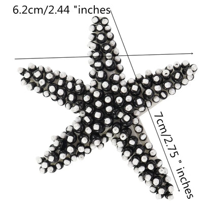 Marine Series Rhinestone Patches - Handmade Shell Starfish Seahorse Leaf Beaded Sewing Appliques for DIY Clothing