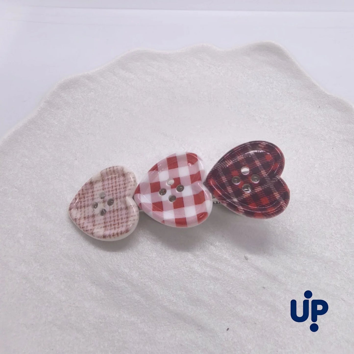 Cute Love Button Hair Clips - Sweet Check Duckbill Side Bangs Clips for Women Girly Hair Accessories