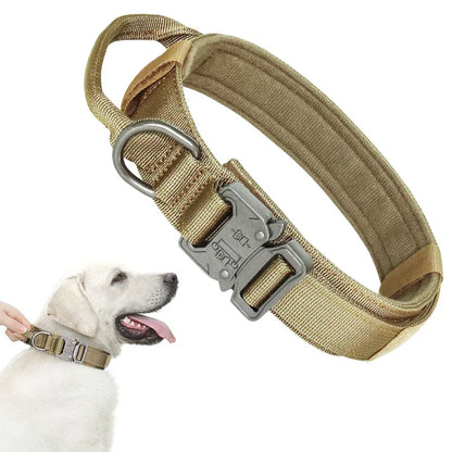 Nylon Tactical Dog Collar with Handle – Adjustable Durable Collar for Medium & Large Dogs Pet Accessories
