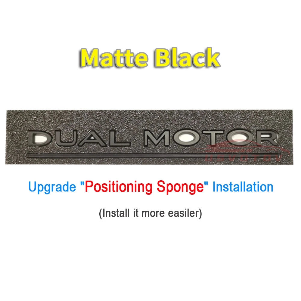 DUAL MOTOR Emblem for Tesla Model 3/Y/X/S — Chrome & Black/Red Trunk Badge Sticker, Car Styling