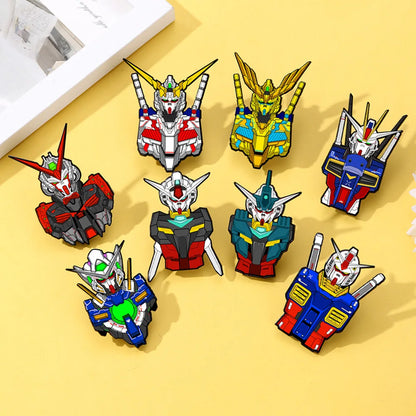 QHOT Mobile Suit Gundam Enamel Pins - Cartoon Alloy Brooch Badges for Bags, Backpacks and Anime Accessories