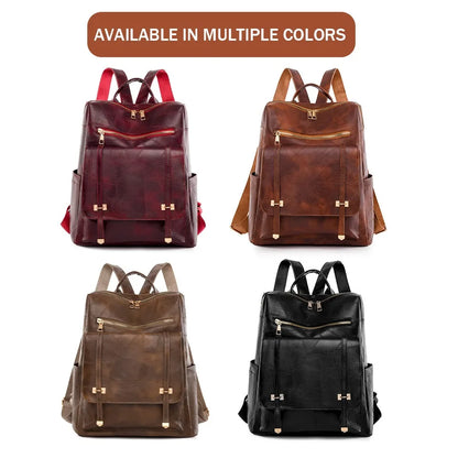Trendy Women's Vintage PU Leather Backpack - Brown Daypack, Casual Travel and Retro Student School Bag