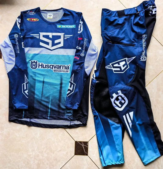 2025 Husqvarna Moto Gear Set – Black Off-Road Motocross Jersey & Pants Combo for MX Riding