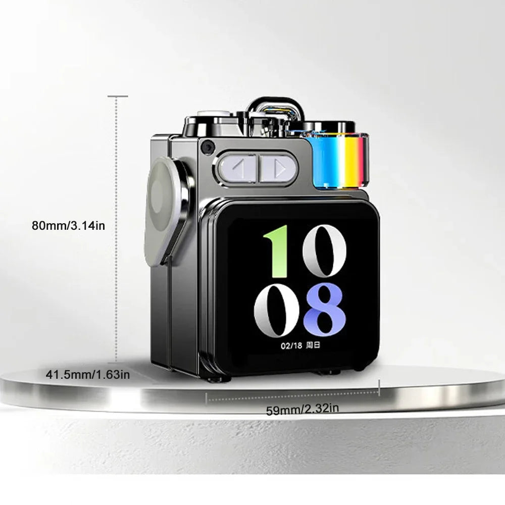 RGB Bluetooth Desktop Speaker with LED Display - Wireless Subwoofer, Metal Mechanical Design, Calendar & Alarm Clock