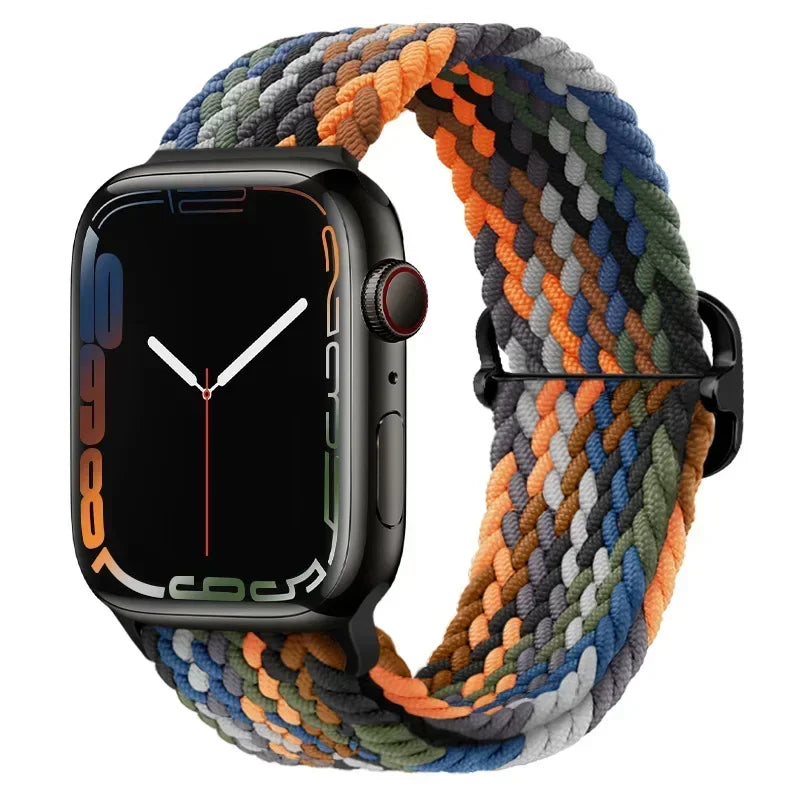 Braided Nylon Apple Watch Band – Adjustable Sport Strap Compatible with Ultra 2, Series 10/9/8/7/6/SE (40–49mm) Wrist Bracelet