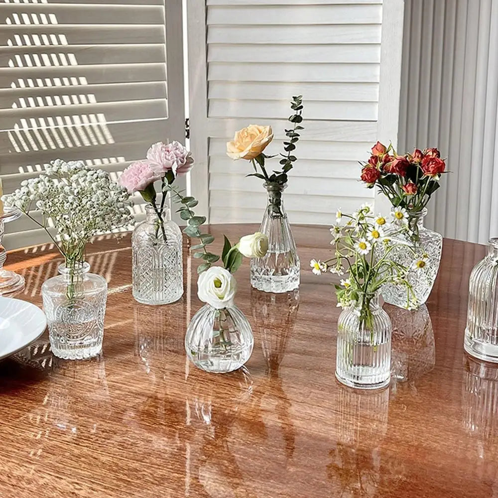 Retro Hydroponic Transparent Glass Vase — INS Style Flower Vase for Desktop, Home, Wedding & Party Decoration