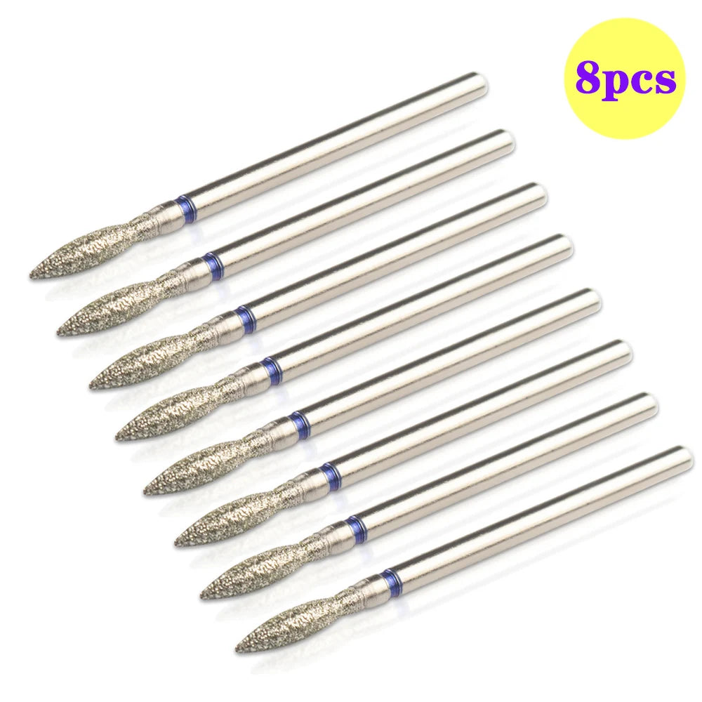 8pcs Diamond Nail Drill Bit Set - Rotary Electric Milling Cutters for Pedicure, Manicure, Cuticle Burr & Nail Tools Accessories