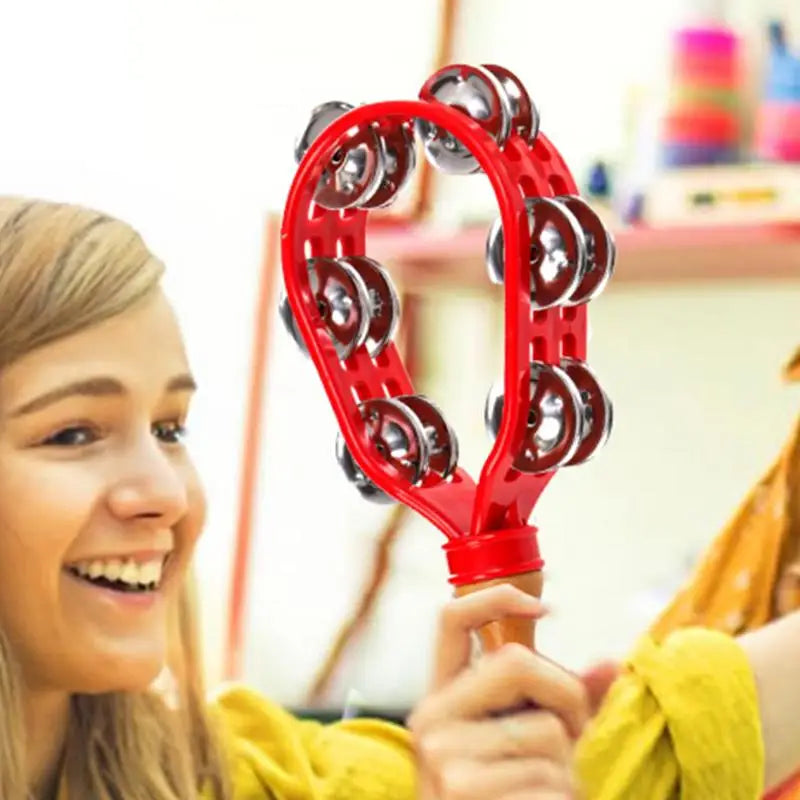 Handheld Wooden Tambourine – Safe, Rustproof & Waterproof Percussion Drum with Eco-Friendly Design