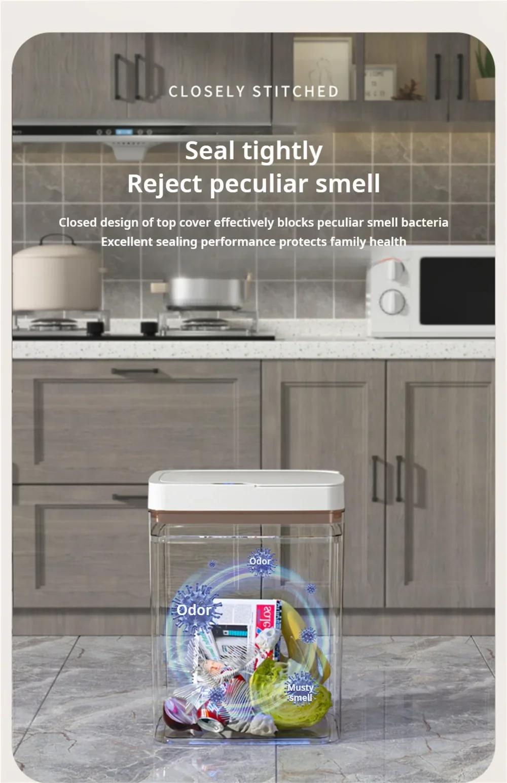 15L Smart Automatic Bathroom Trash Can — Touchless Electronic Sensor Bin with Self-Bagging, White Narrow Garbage Bin for Smart Home
